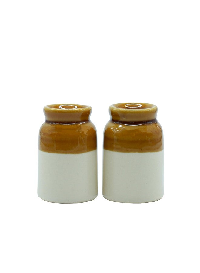 aaBco Ceramic Salt and Pepper Shaker Set, Brown and White, Kitchen Table Seasoning Containers (Small) - Image 5